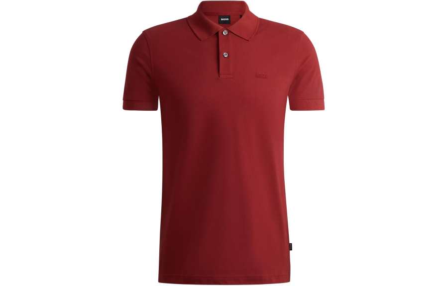 HUGO BOSS Cotton Piqué Jersey Polo Shirt With Logo Detail Polo Shirt Men's Red