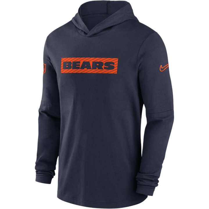 Nike Nike Chicago Bears Pure Fury Sideline Men's Nike Dri FIT Nfl Long Sleeve Hooded Top