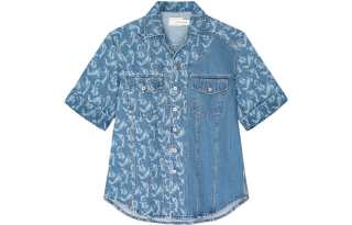 Feng Chen Wang Shirts Men's Blue Pointed Collar Thin Other