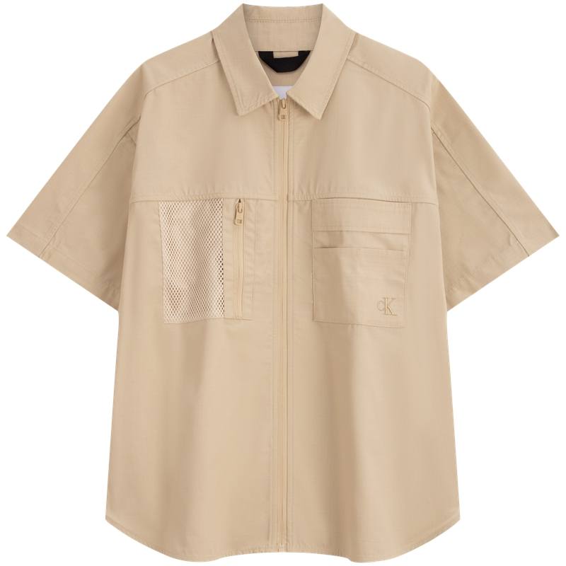 Calvin Klein Shirts Men's RAE Khaki Lapel Moderate Workwear