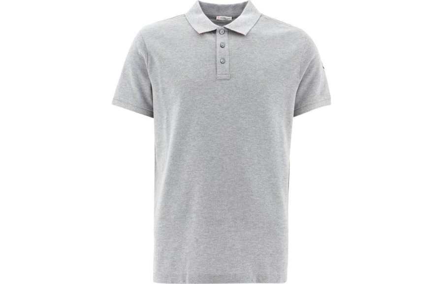 Moncler Polo Shirts Men's Gray Polo Collar Moderate Straight Fit