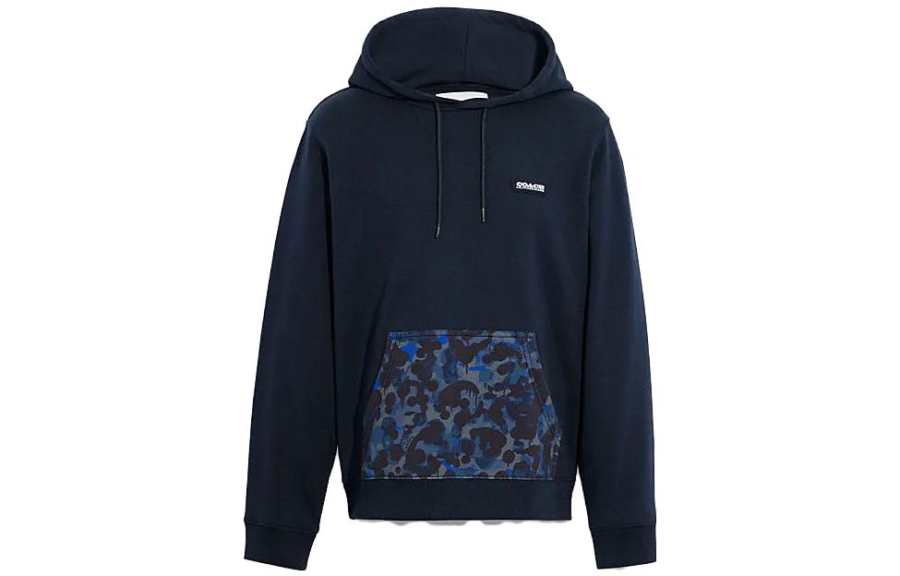 COACH COACH Sweatshirts Men's Blue Hooded Moderate Regular