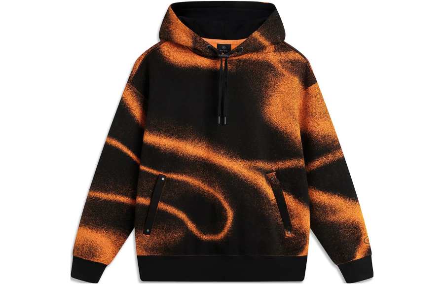 Li-Ning Li Ning Wade Collection Tie Dye Reflective Fleece Lined Thermal Loose Fit Pullover Hooded Sweatshirt Unisex