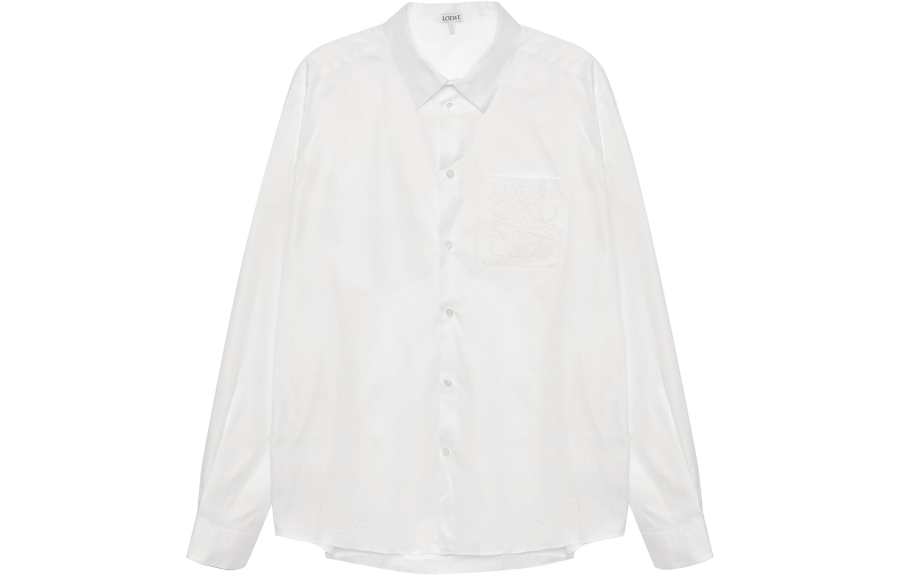 LOEWE Shirts Men's White Pointed Collar Moderate Other
