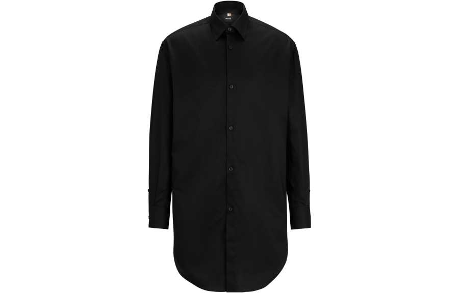 HUGO BOSS Shirts Men's Black Lapel Moderate Other
