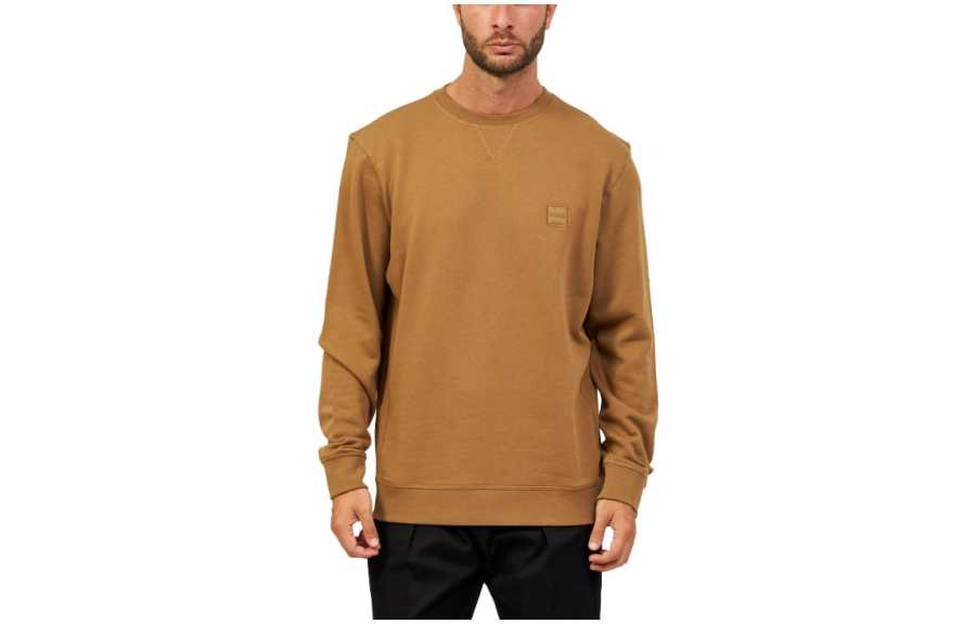 HUGO BOSS Sweatshirts Men's Brown Crew Neck Moderate Other