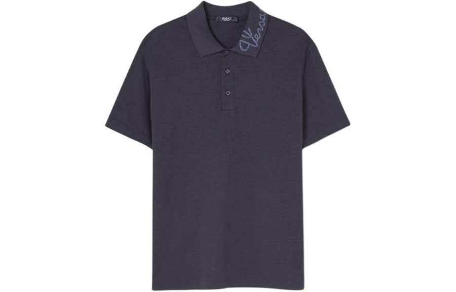 VERSACE VERSACE Logo-embroidered Cotton Polo Shirt