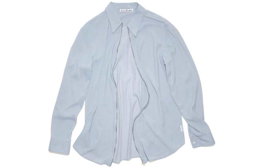 Acne Studios Acne Studios Shirts Men's Gray Blue Pointed Collar Moderate Other