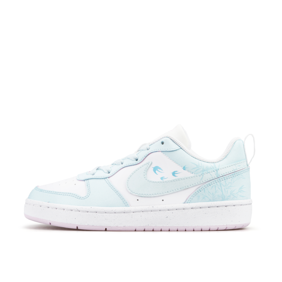 Nike Nike Court Borough Low Synthetic Leather Slip Resistant Abrasion Resistant Low top Kids' Skateboarding Shoes Blue White