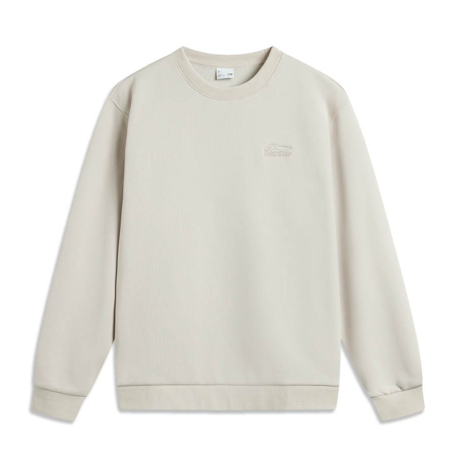 Li-Ning Li Ning Sports Life Collection Comfortable Casual Crew Neck Pullover Minimalist Style Loose Fit Fleece Lined Sweatshirt