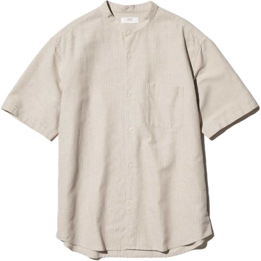 UNIQLO Shirts Unisex Beige Stand Collar Thin