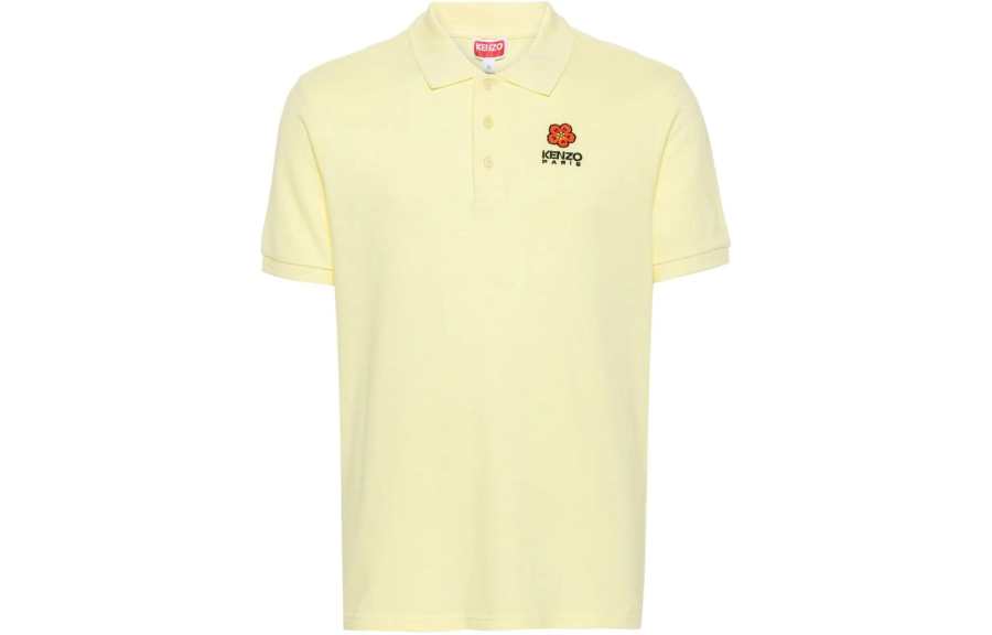 KENZO Polo Shirts Men's Yellow Polo Collar Moderate