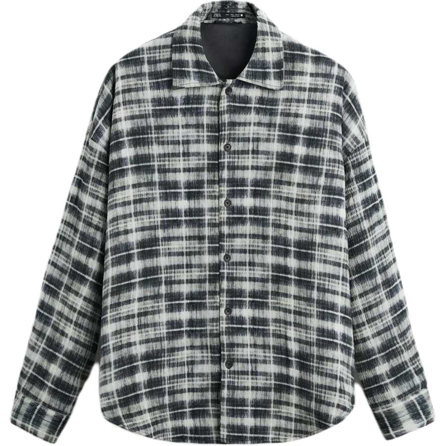 ZARA New Year Shirts Men's Black/White Lapel Moderate