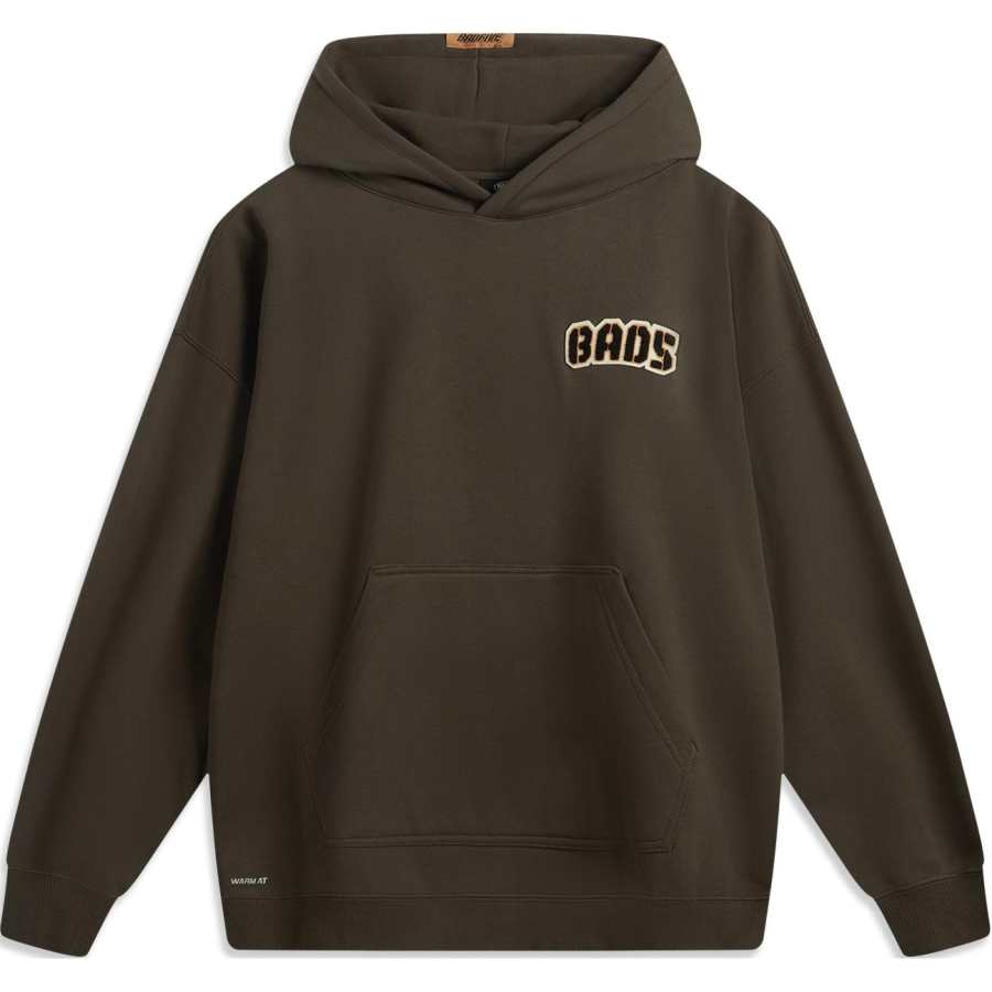 Li-Ning Li Ning Anti Five BADFIVE Collection, Comfortable Casual Hooded Letter Print Loose Fit Fleece Lined Sweatshirt Men's