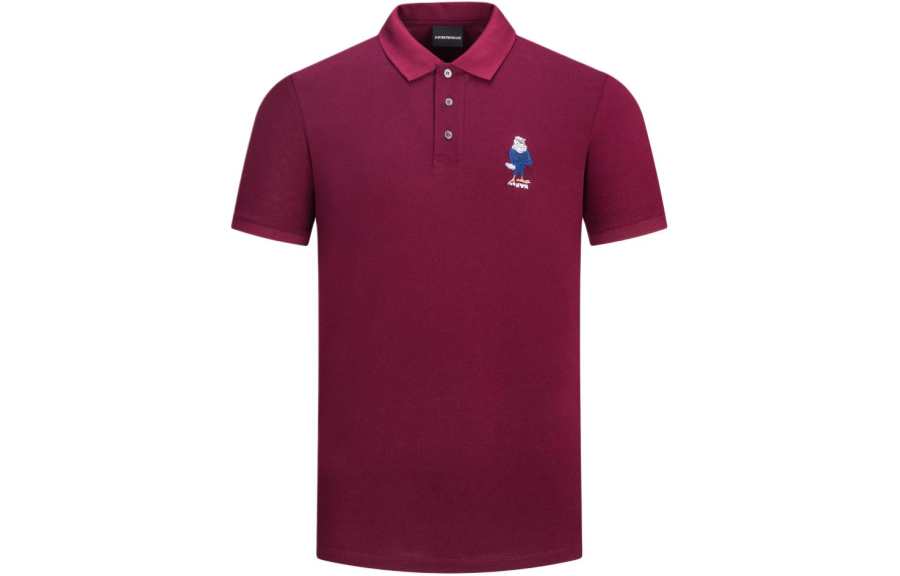EMPORIO ARMANI EA Polo Shirts Men's Burgundy Polo Collar Moderate