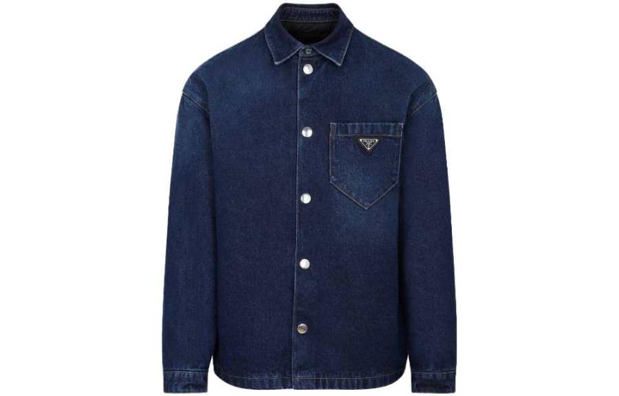 PRADA PRADA Shirts Men's Blue Pointed Collar Moderate Other