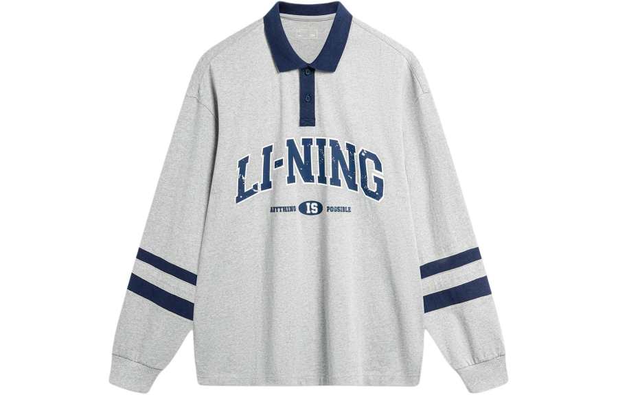 Li-Ning Li Ning Weekend Youth Sports Fashion Collection Polo Shirt Unisex Heather Gray Light Smoke Gray
