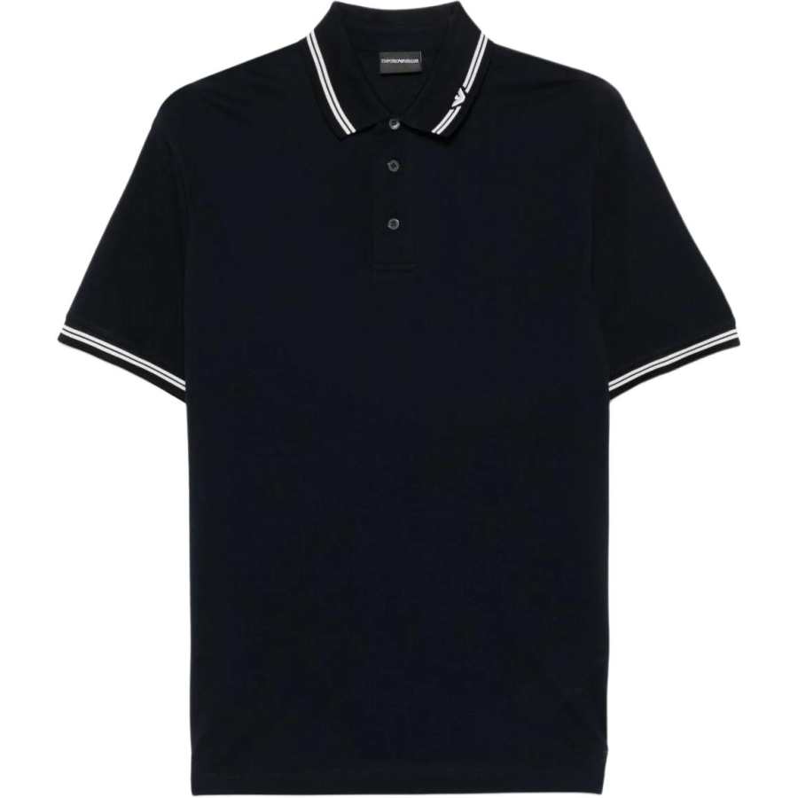 EMPORIO ARMANI Piped Collar Piqué Polo Shirt