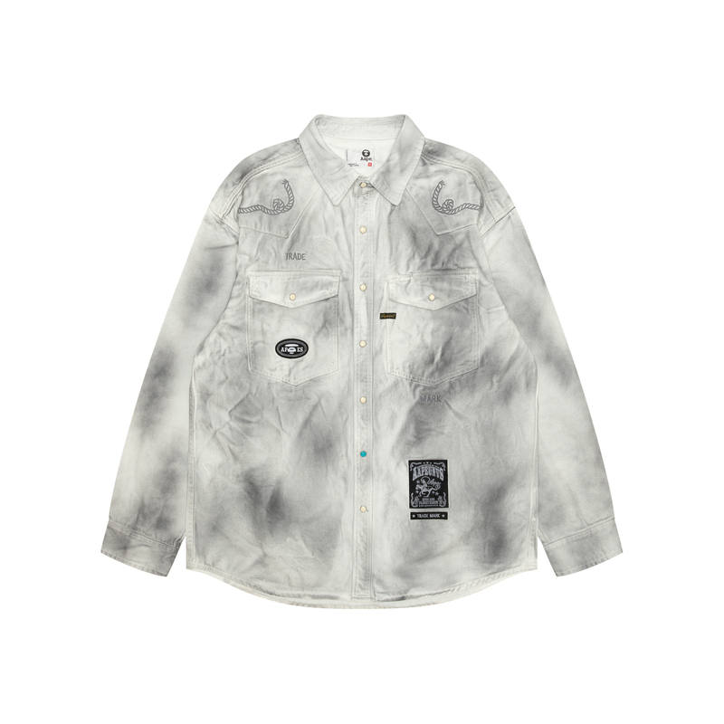 Aape Aape Shirts Men's Gray WHB Lapel Moderate