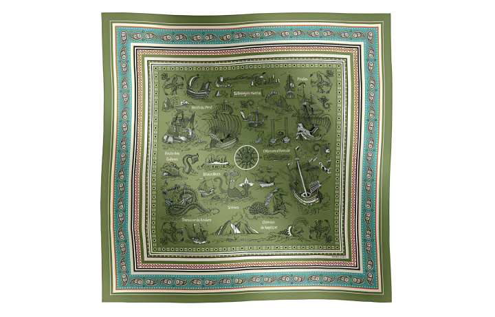HERMES HERMES Sailor Tattoos Shawls Women's Green
