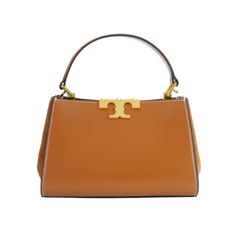 TORY BURCH Eleanor Calfskin Briefcase, Handbag, Shoulder Bag, Crossbody Bag Mini Women's Brown