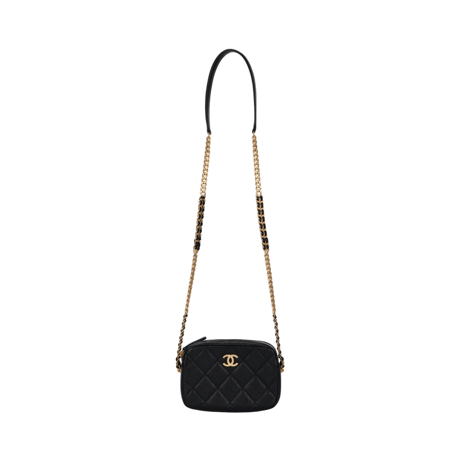 CHANEL Caviar Cow Leather Camera Bag, Shoulder Bag, Crossbody Bag Women's Black