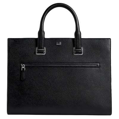 Dunhill Full Grain Calfskin Leather Portable Briefcase Men's Black