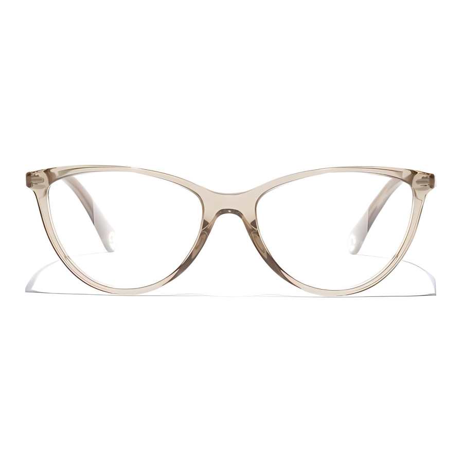 CHANEL CHANEL Acetate Irregular Shape Eyeglass Frames Women's Taupe