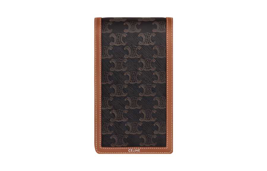 CELINE CELINE Cow Leather Binding Card Holder Regular Men's Tawny