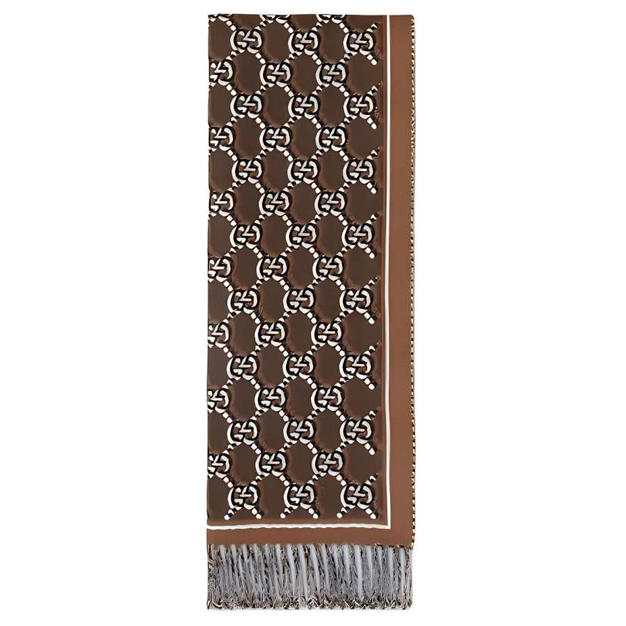 GUCCI GUCCI Monogrammed Fringed Scarf