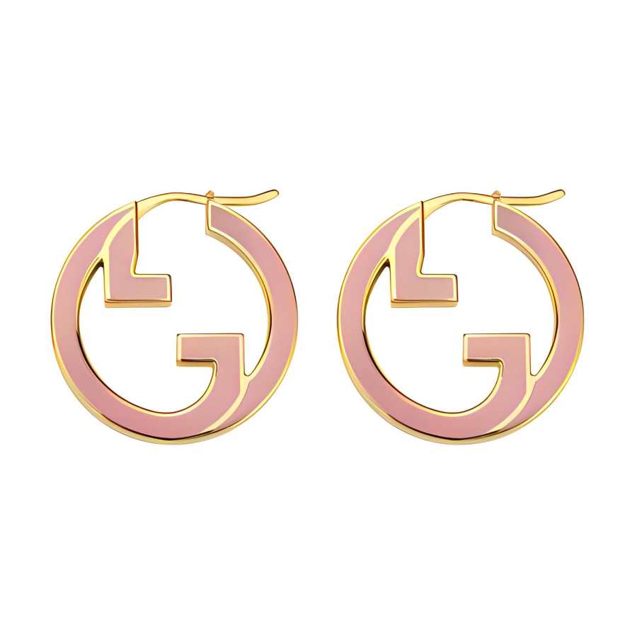 GUCCI Blondie Enamel Metal Stud Earrings Unisex Pink