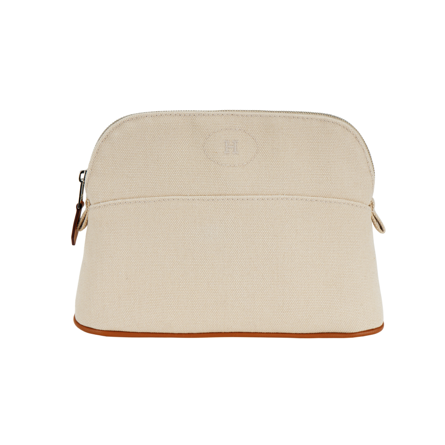 HERMES Bolide Canvas Storage Bag Women's Natural
