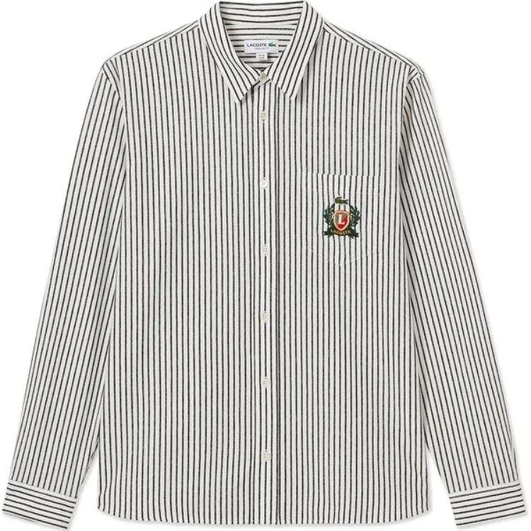 LACOSTE SS25 Shirt Men's Black Stripes