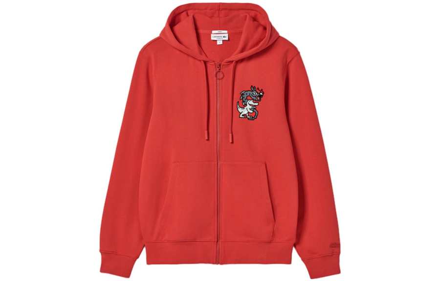 LACOSTE Year Of The Dragon Spring Festival Collection Sweatshirts Unisex Red Hooded Moderate Regular