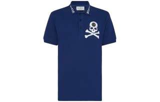 PHILIPP PLEIN Polo Shirt Ss Skull&Bones Polo Shirt Men's Blue