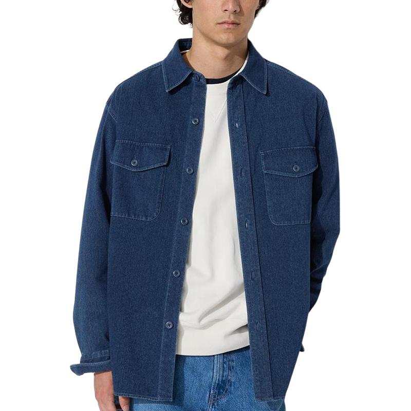 UNIQLO Shirts Men's Sea Blue Lapel Moderate Other