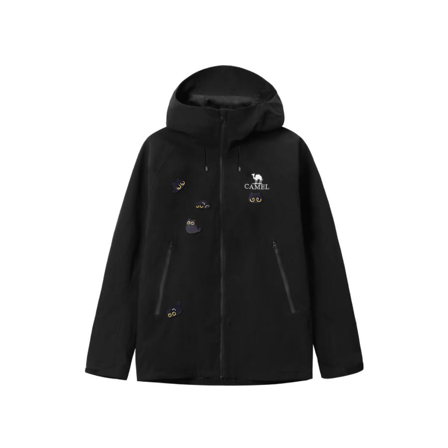 CAMEL CAMEL All weather Waterproof Windproof Thermal Insulation Windbreaker Jacket Unisex Phantom Black