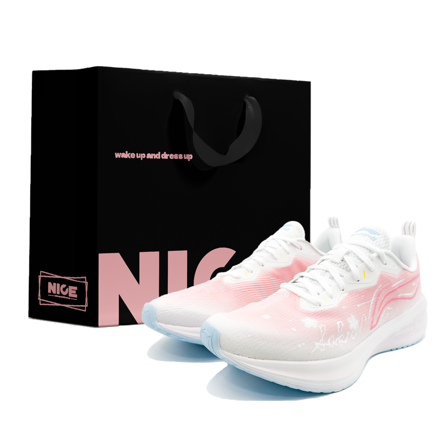 Li-Ning Li Ning Wuyue Slip Resistant, Abrasion Resistant, Breathable Low top Casual Running Shoes Men's Pink White