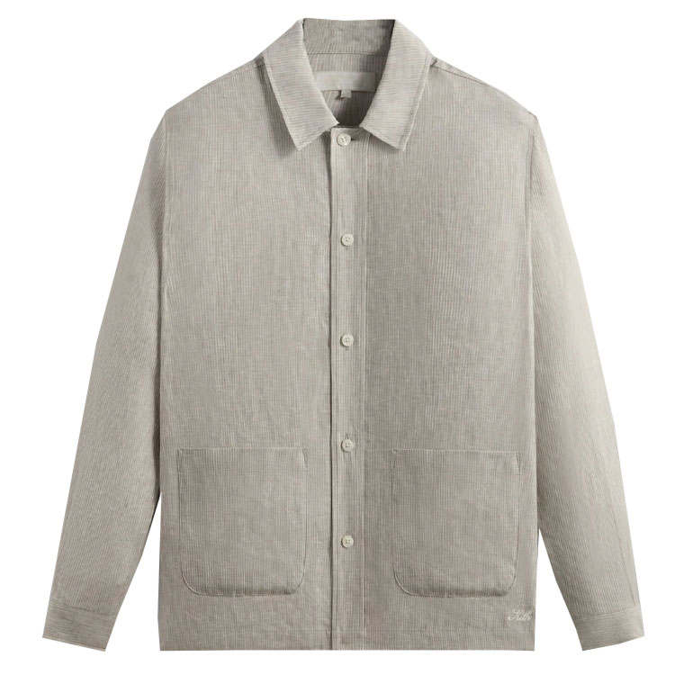 KITH KITH Pinstripe Linen Long Sleeve Boxy Collared Overshirt