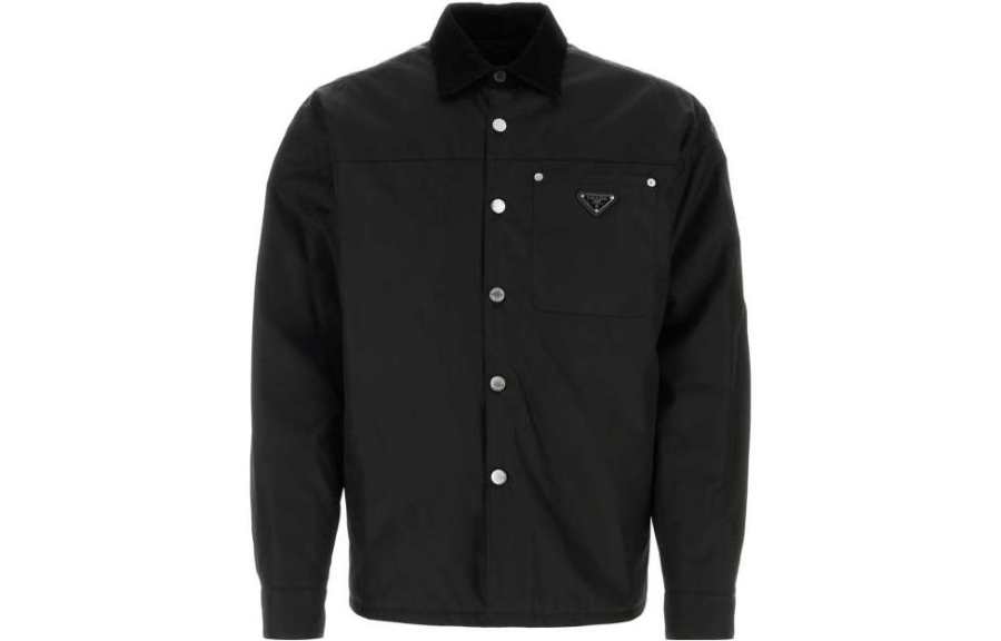 PRADA PRADA Shirts Men's Black Pointed Collar Moderate Other