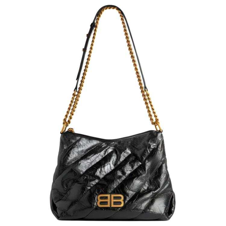 Balenciaga Crush Calfskin Small Crossbody Bag Women's Black