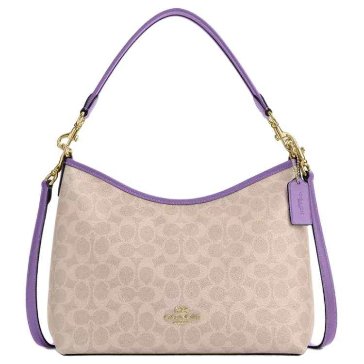 COACH Laurel Coated Canvas Portable Crossbody Bag, Shoulder Bag Large Women's Beige & Purple