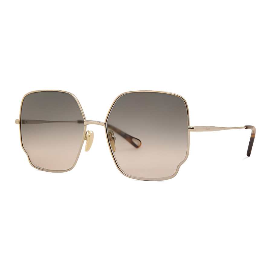 Chloé Chloe Metal Irregular Shape Sunglasses Women's Gold