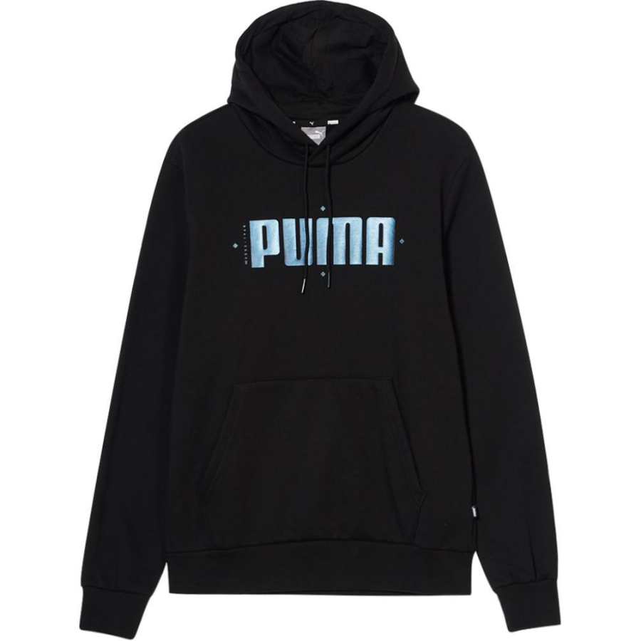 PUMA Cybergraphic Fashion Brand Logo Fleece Lined Pullover Knitted Fabric Sports Sweatshirt Men's Black