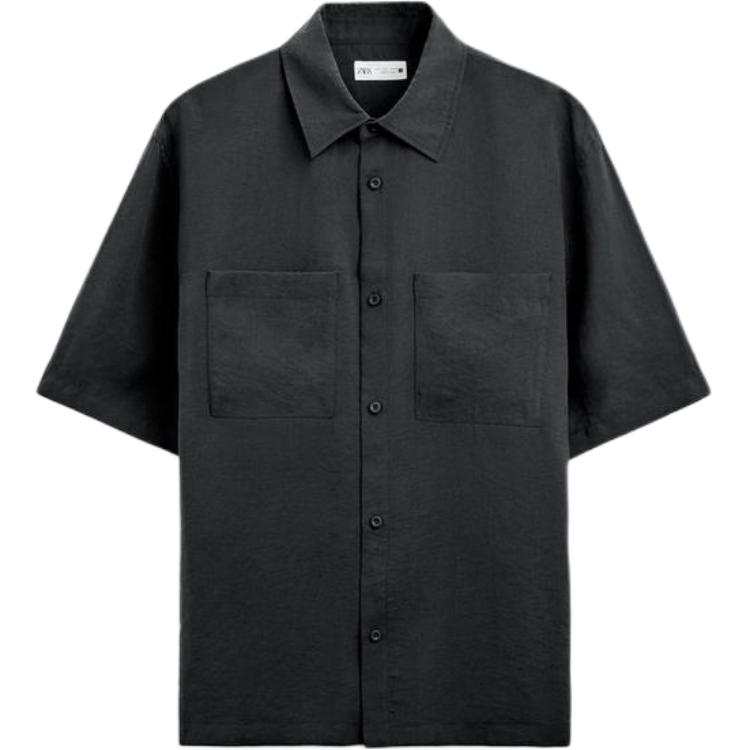 ZARA ZARA Shirts Men's Black Lapel Moderate