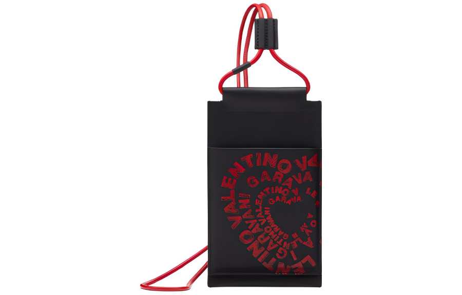 Valentino Cow Leather Cell Phone Pouch Men's Black