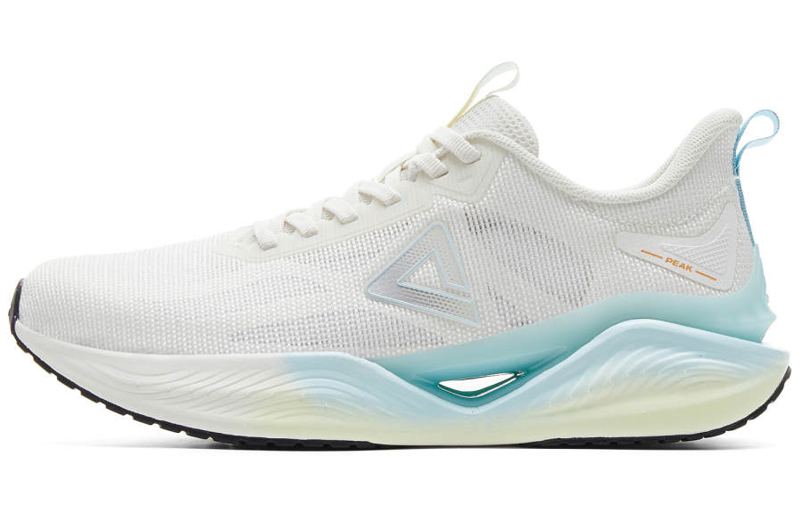 PEAK Lightweight Rebound Anti Rollover Low top Running Shoes Women's Milk White Blue
