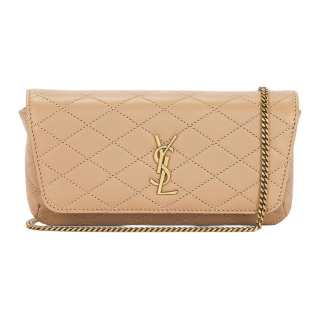 SAINT LAURENT GABY Quilted Leather Shoulder Bag Women's Beige