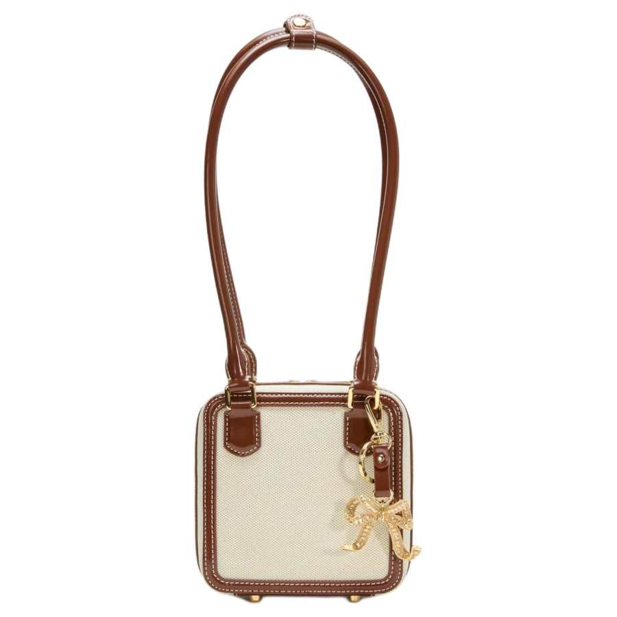 Self-portrait Self portrait Canvas With Leather Shoulder Bag Women's Beige & Brown