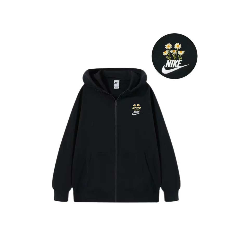 Nike Nike Sweatshirts Unisex Black Hooded Moderate Cardigan